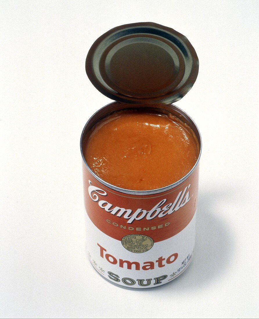 Campbells Tomatensuppe in geöffneter Konservendose