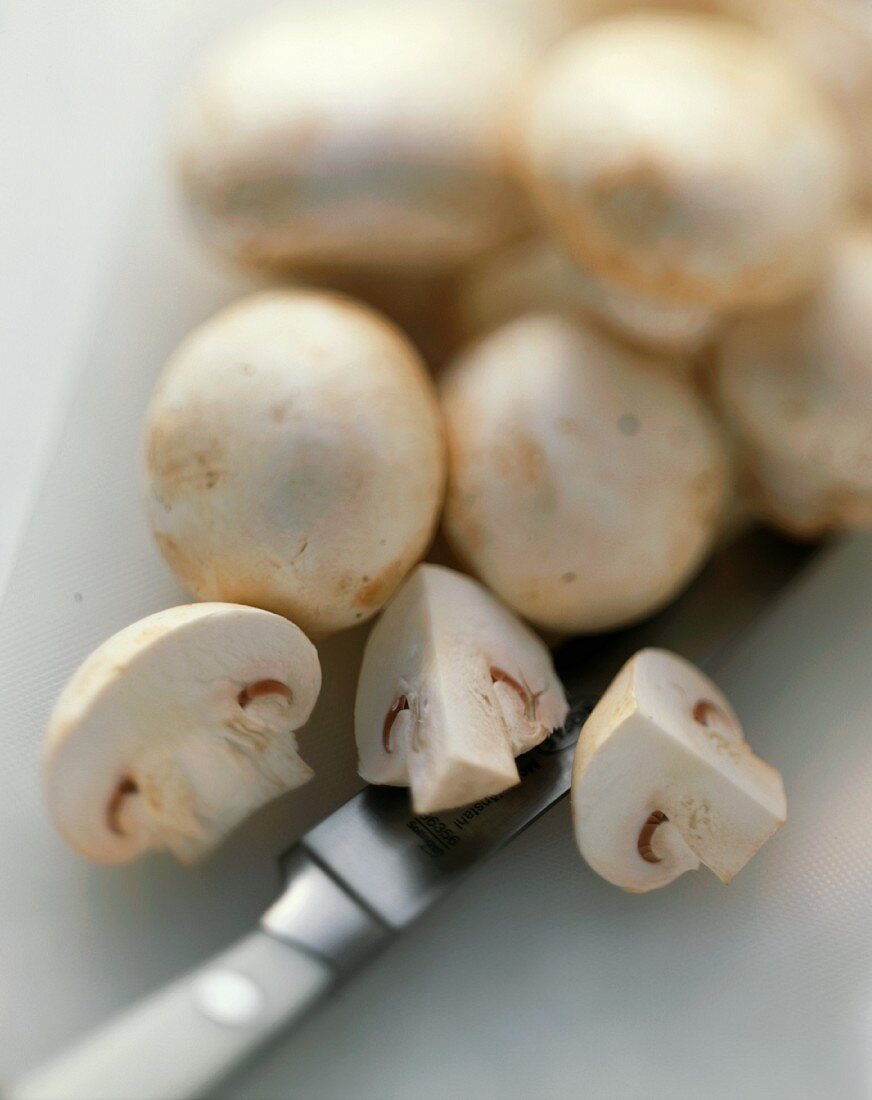 Chopped and Whole White Button Mushrooms