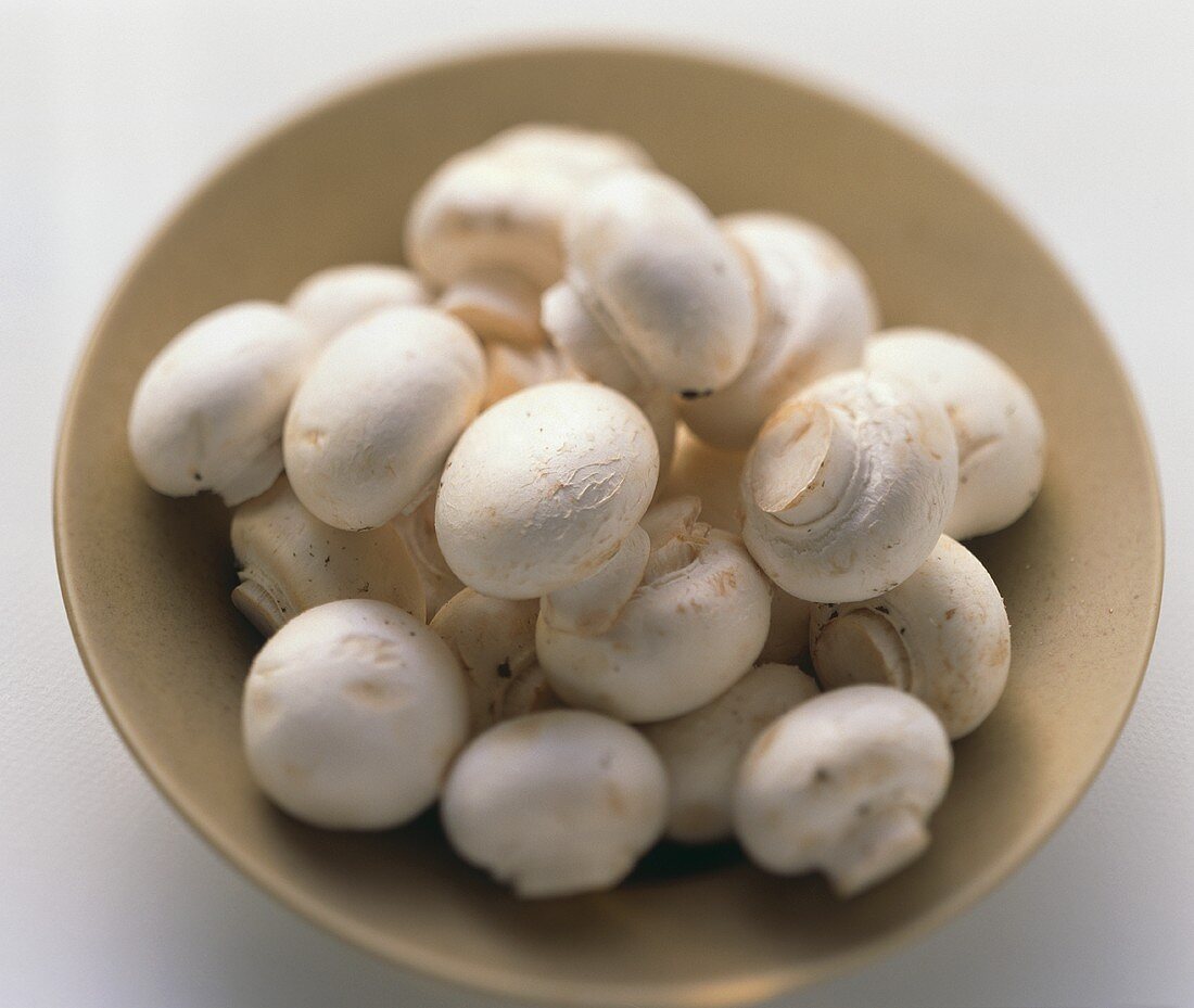 A Bowl of White Button Mushrooms