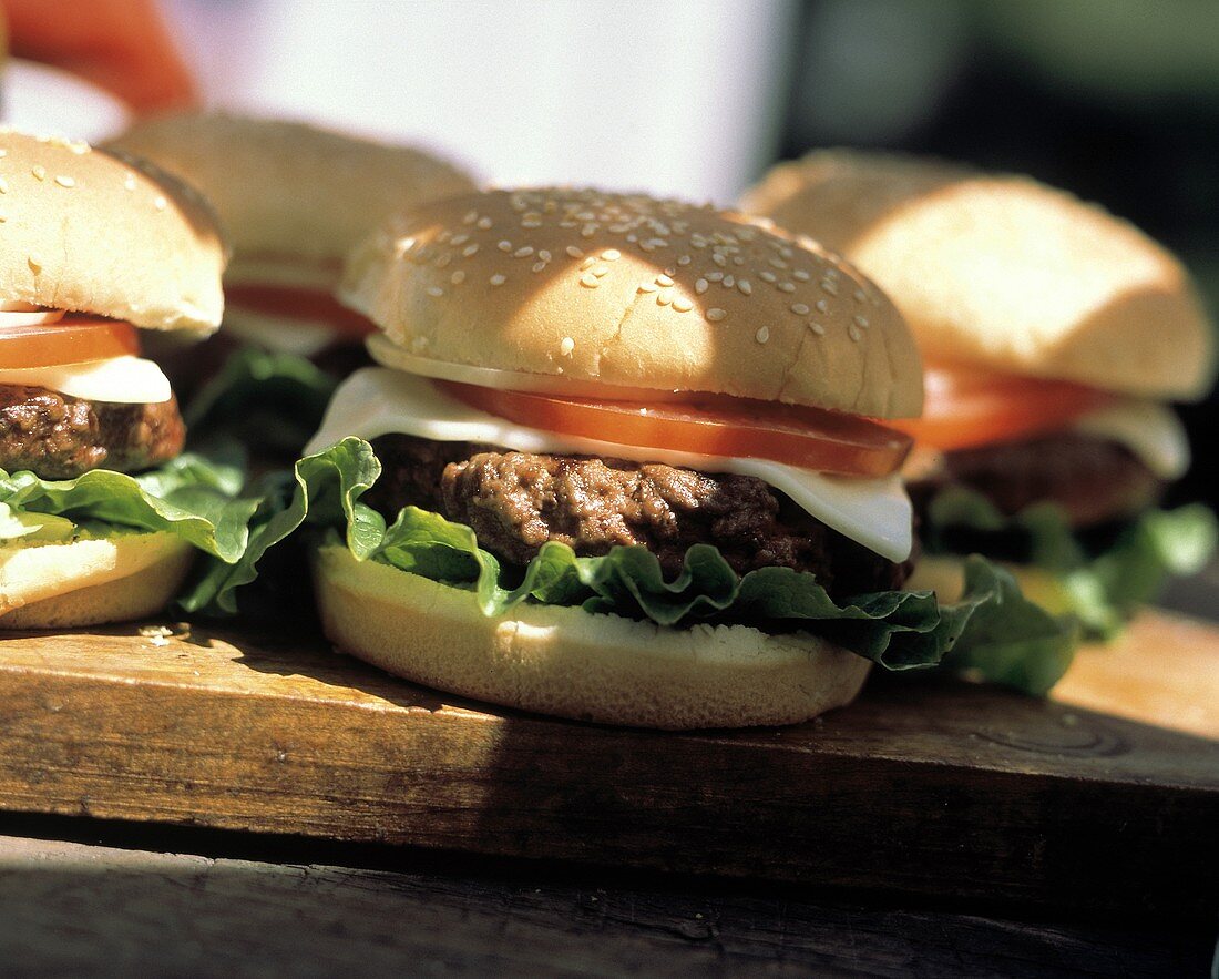 Close Up of Hamburgers on an Outdoor Table