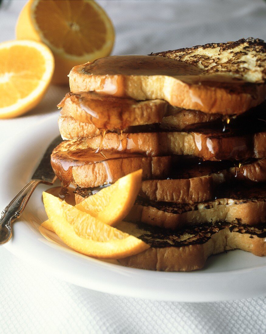 A Stack of French Toast with Maple Syrup