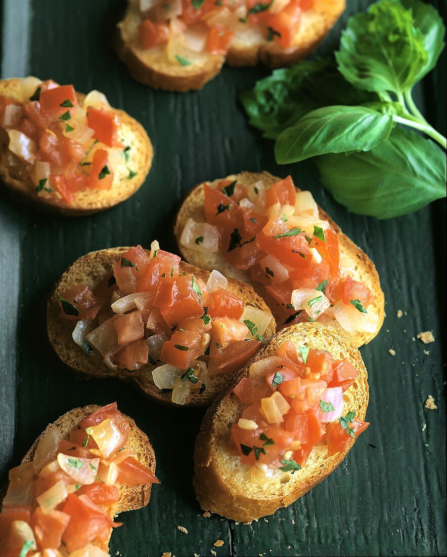 Bruschetta (Toast with tomatoes, Italy)