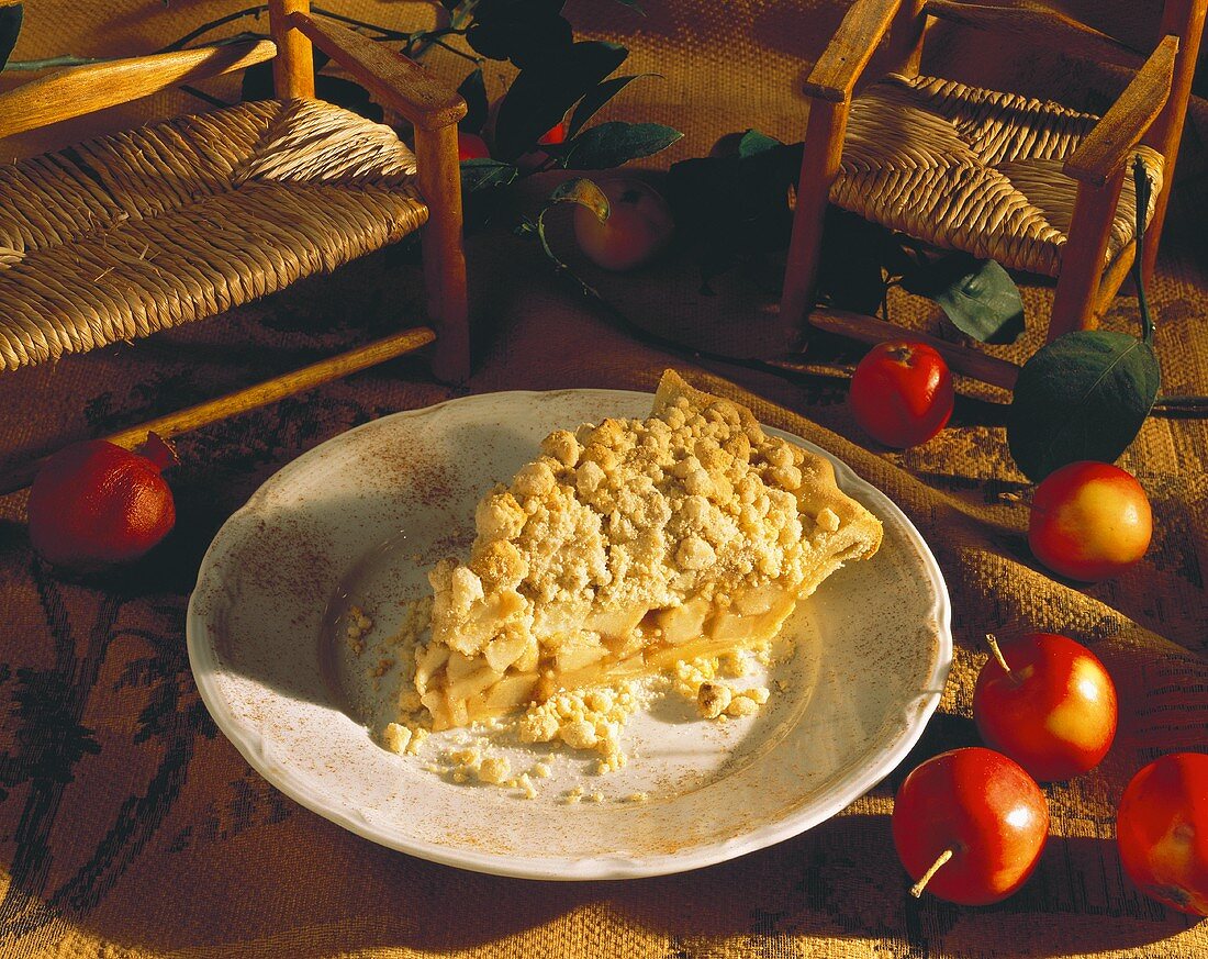 A Slice of Apple Pie with Crumb Topping