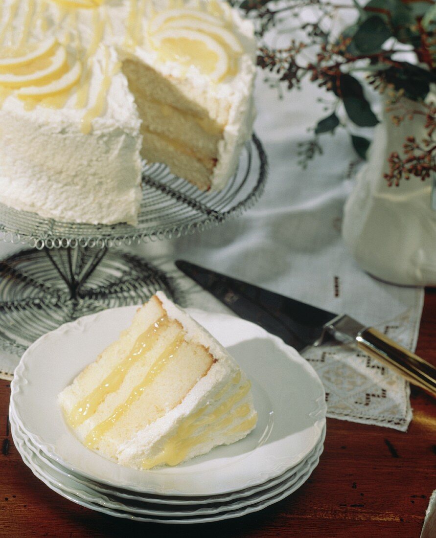 A Slice of Triple Layer Lemon Cake