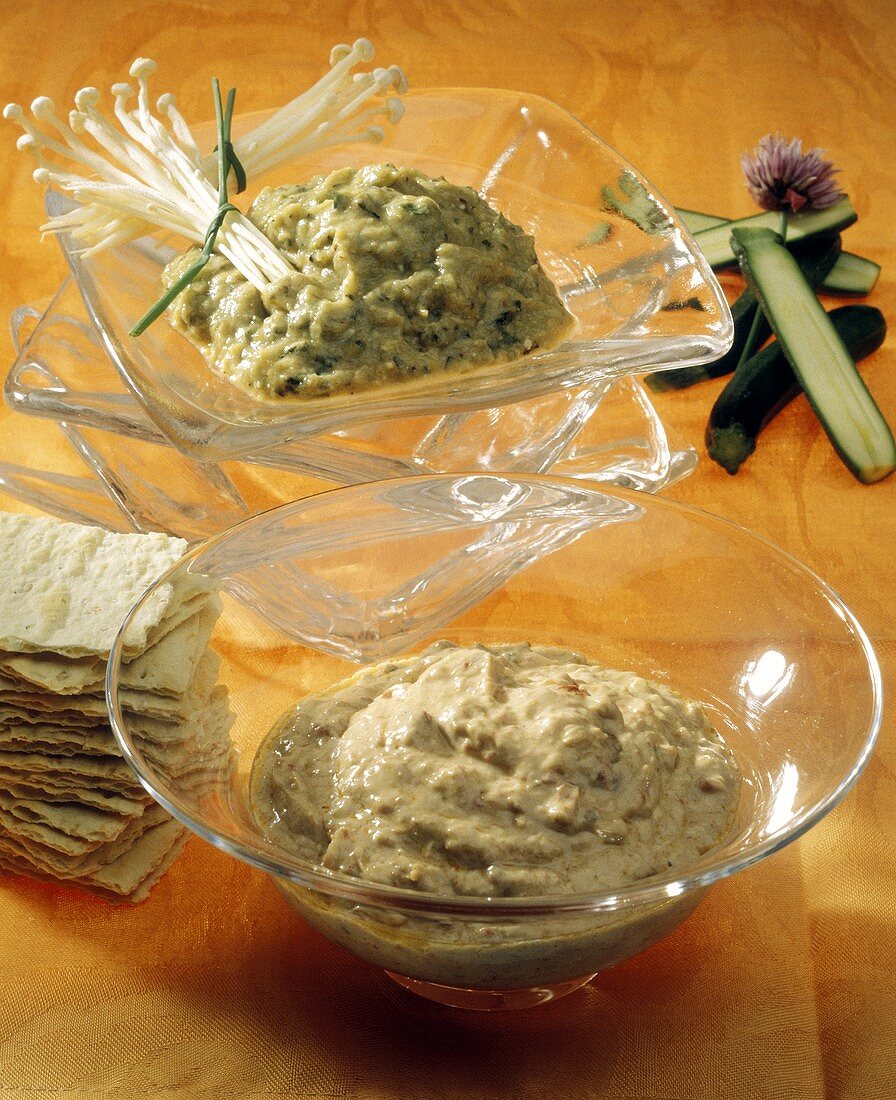 Assorted Dips; Zucchini and Sun Dried Tomato