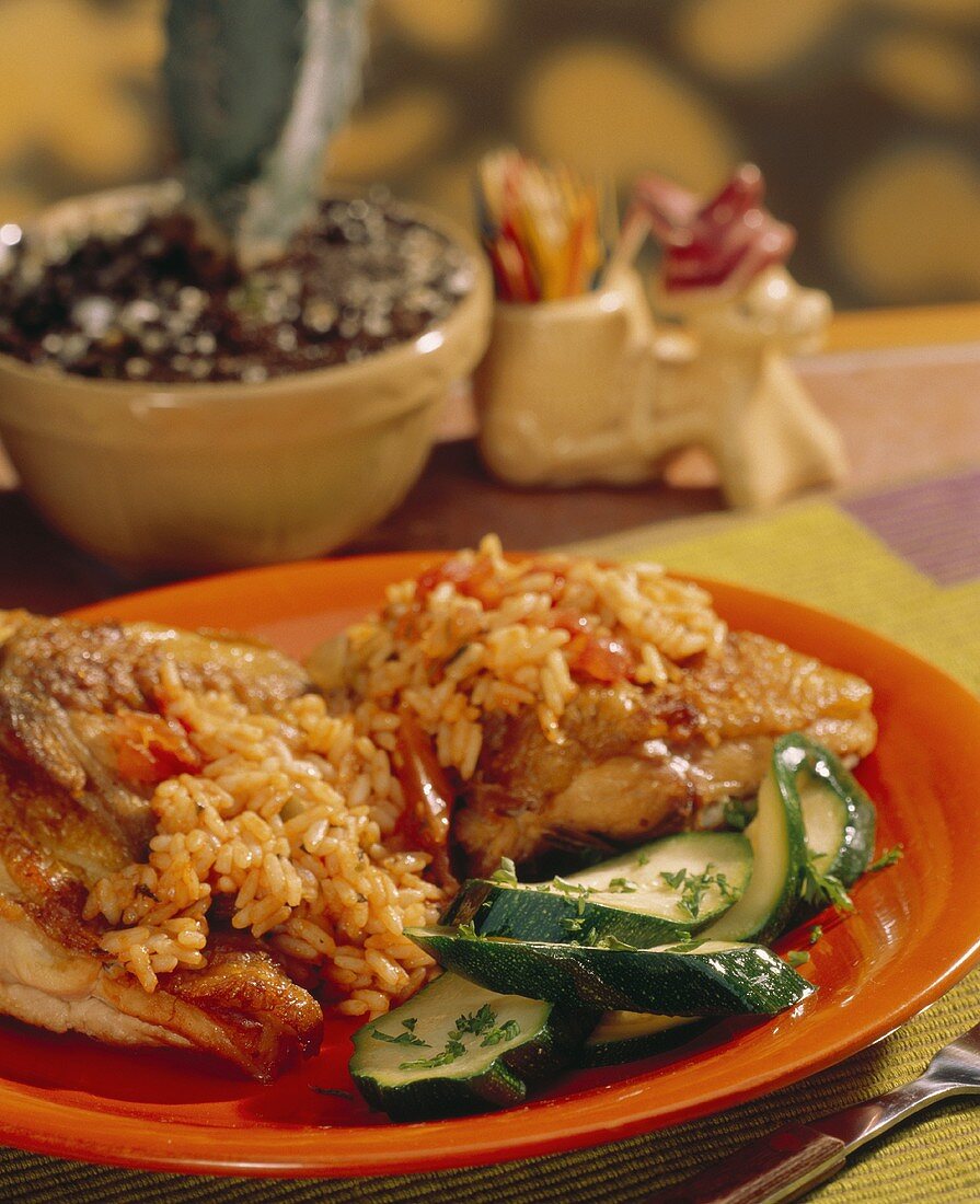 Chicken with Spanish Rice and Zucchini