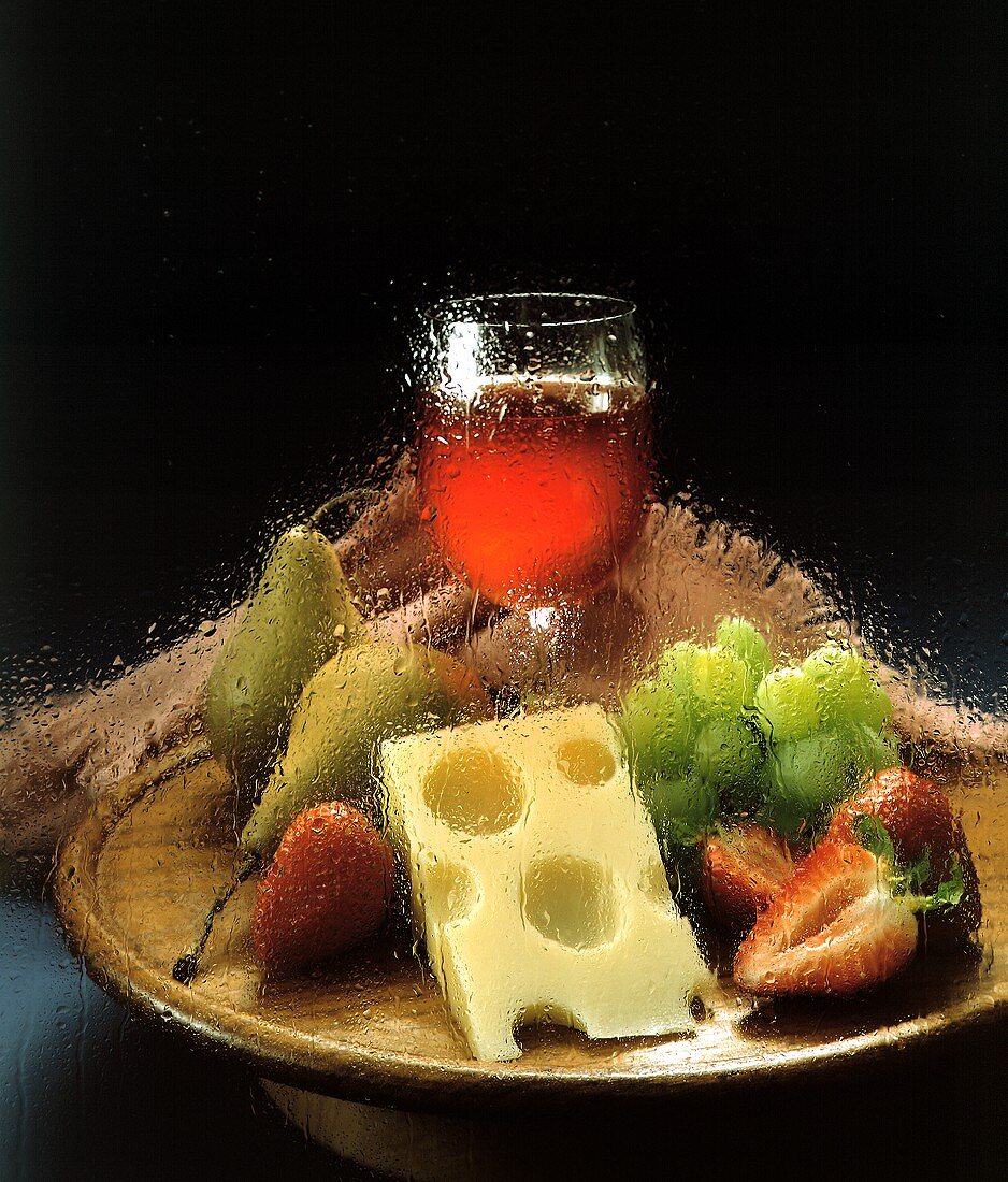 Red Wine with Swiss Cheese and Fruit