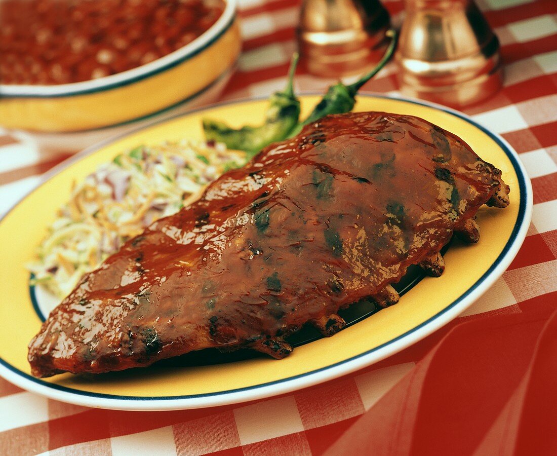 Barbecue Spareribs with Cole Slaw