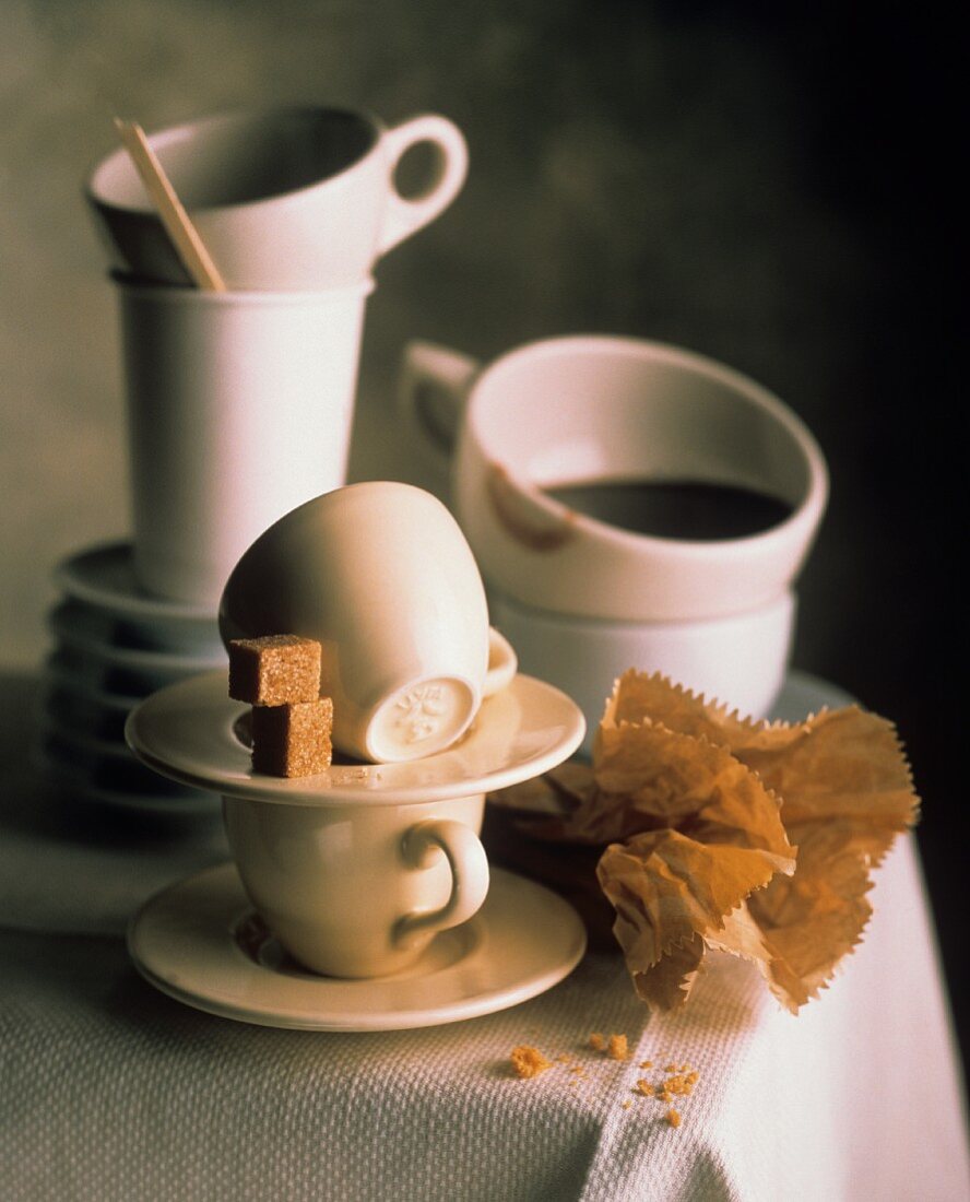 Still Life with Espresso Cups and Sugar Cubes