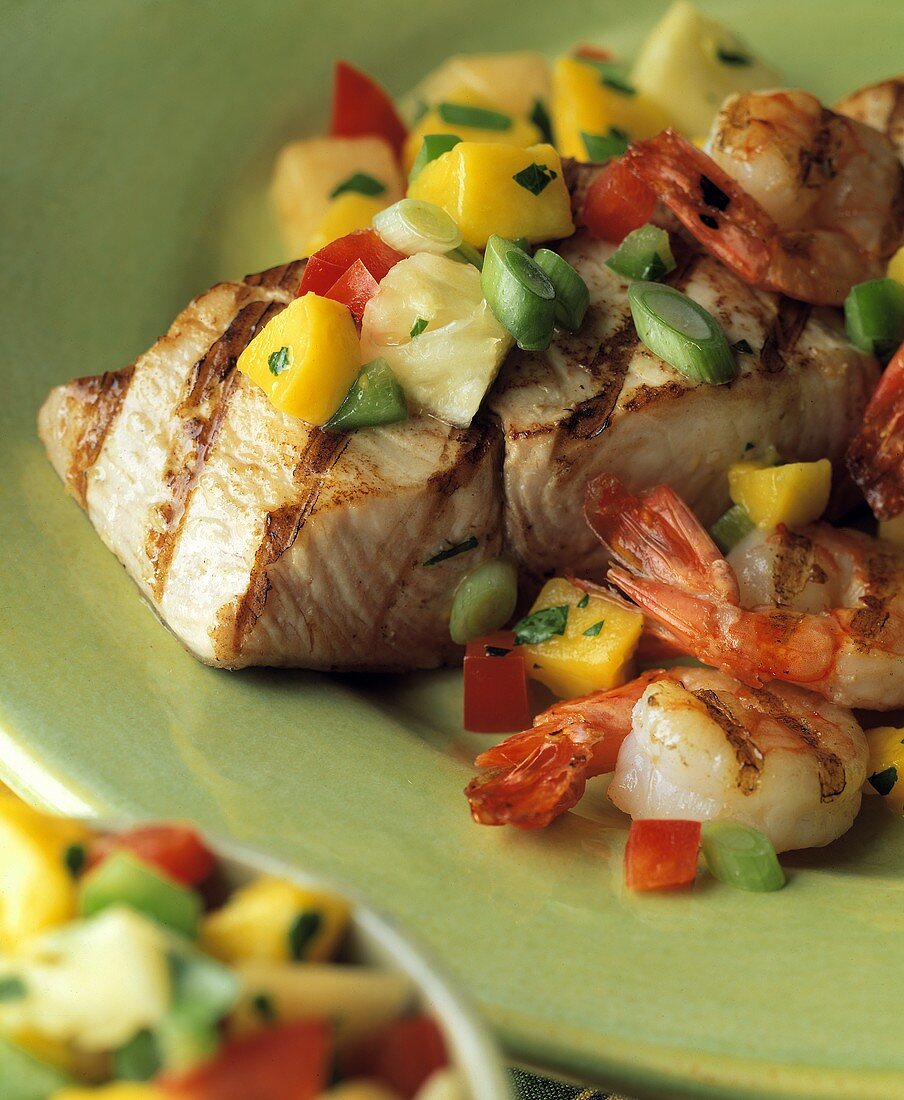 Mahi-Mahi with Tropical Salsa and Shrimp