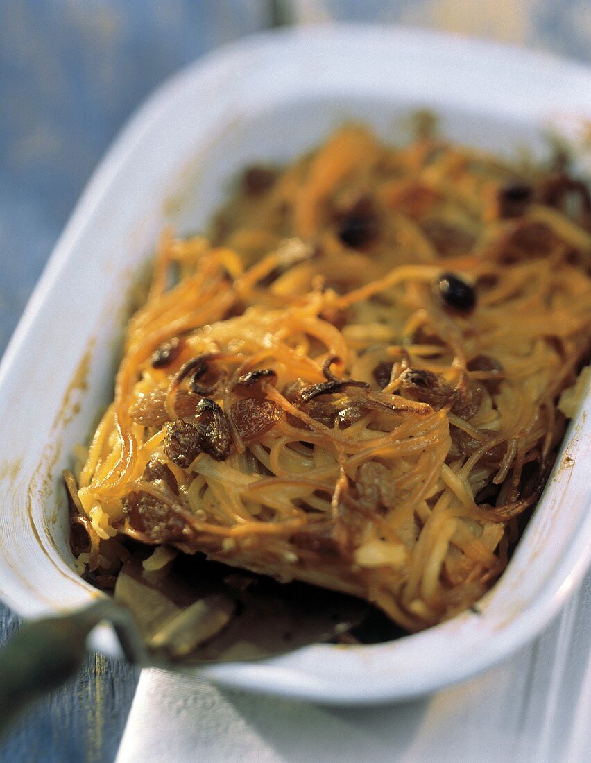 Kugel in a Baking Dish; Spatula