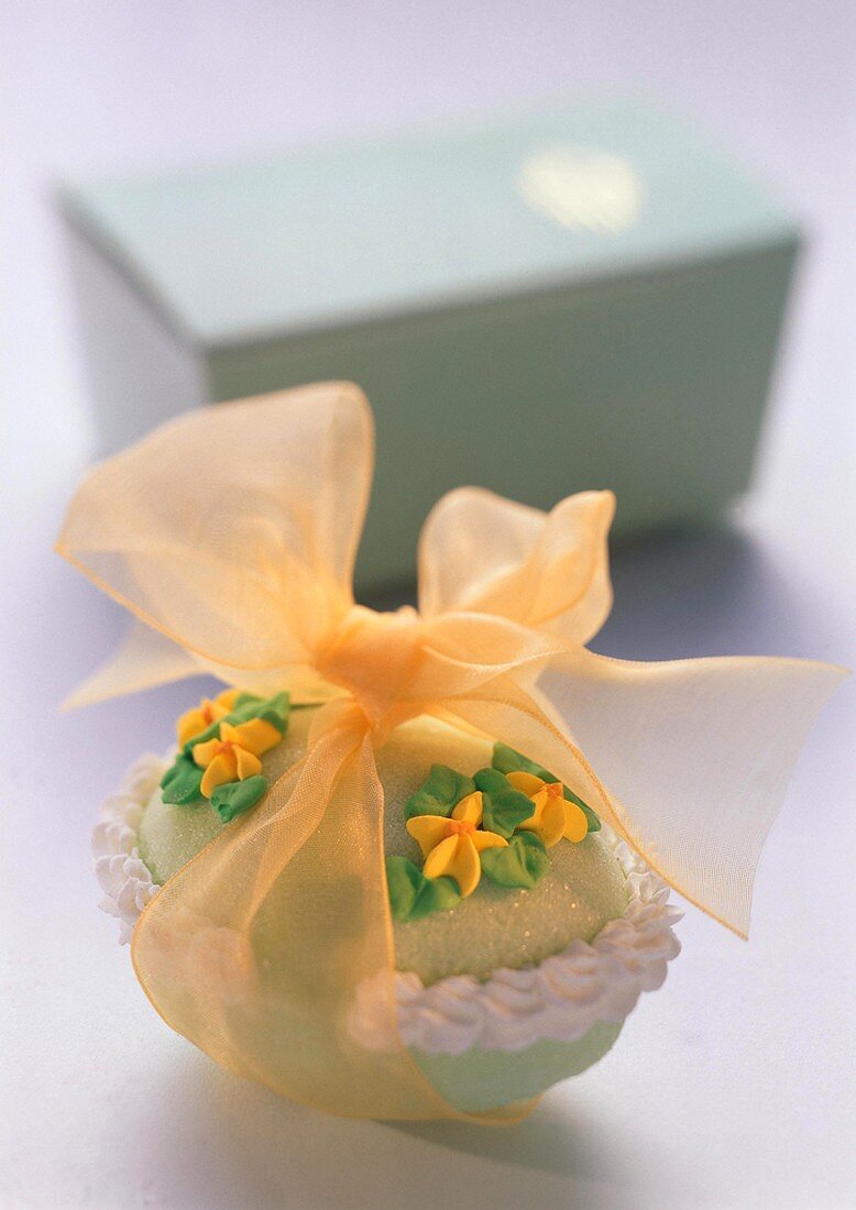 Marzipan Easter Egg Wrapped in Yellow Ribbon