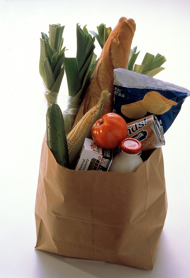 Fresh Groceries in a Brown Paper Bag