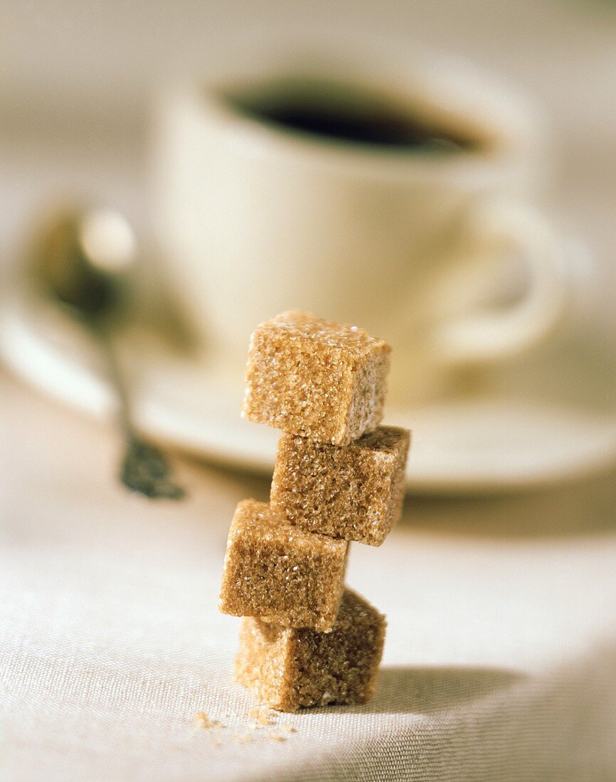 Four Natural Sugar Cubes Stacked