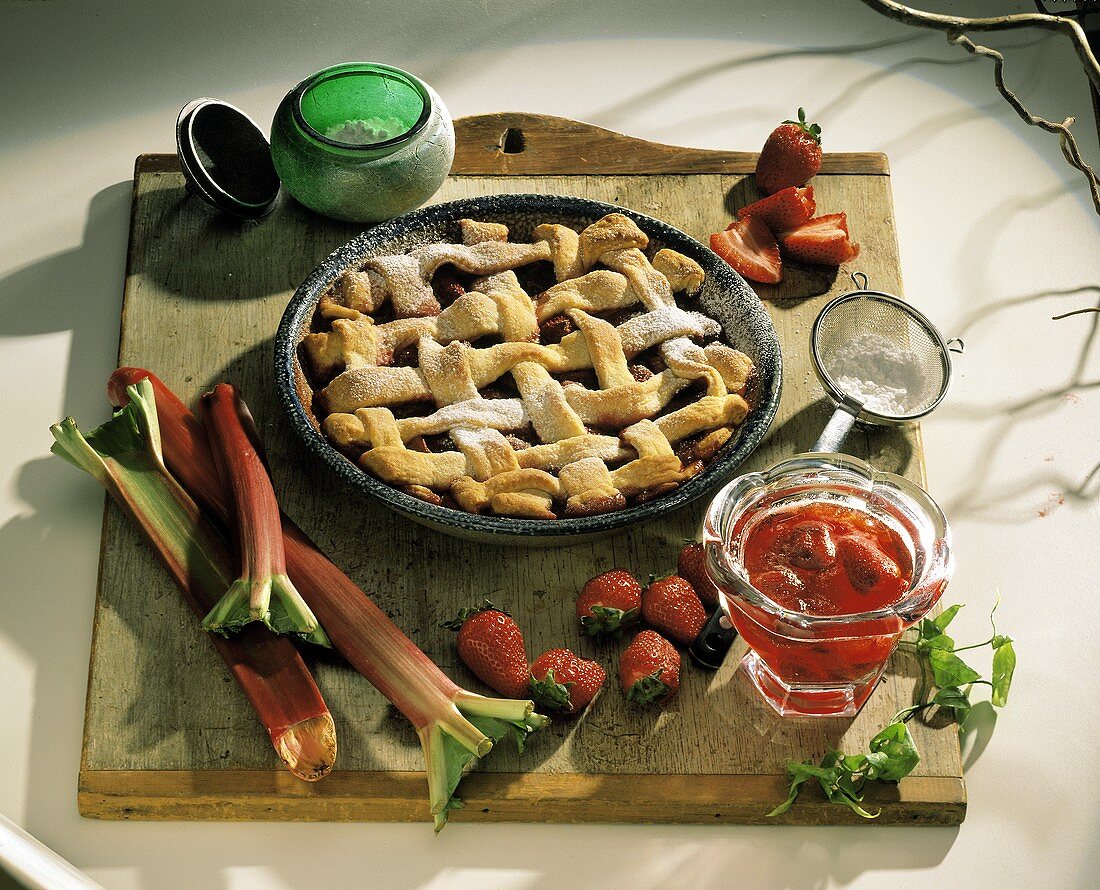 Strawberry Rhubard Pie with Ingredients