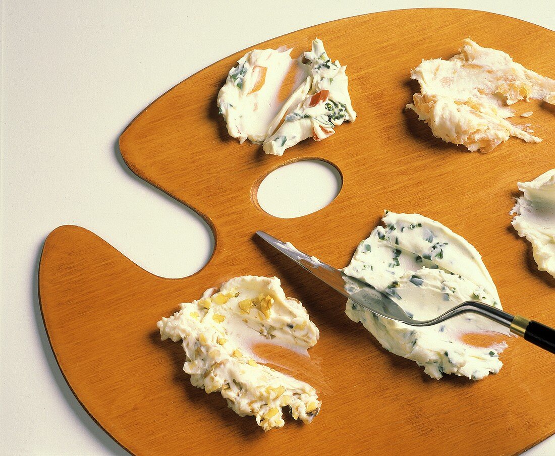 Assorted Cream Cheese on a Palette