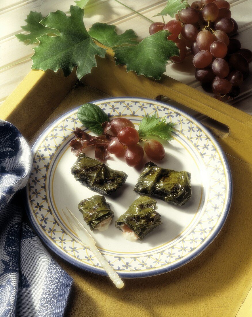 Grape Leaves Filled with Goat Cheese