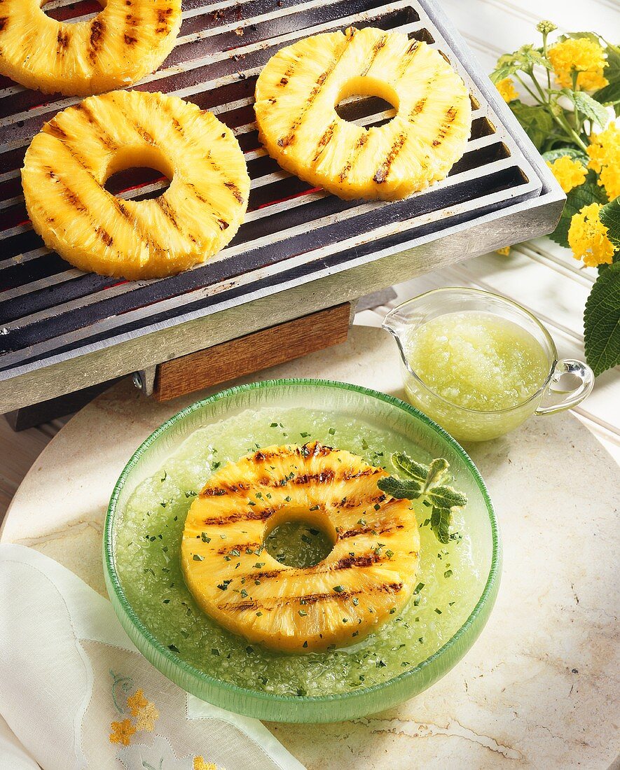 Grilled Pineapple with Melon Sauce