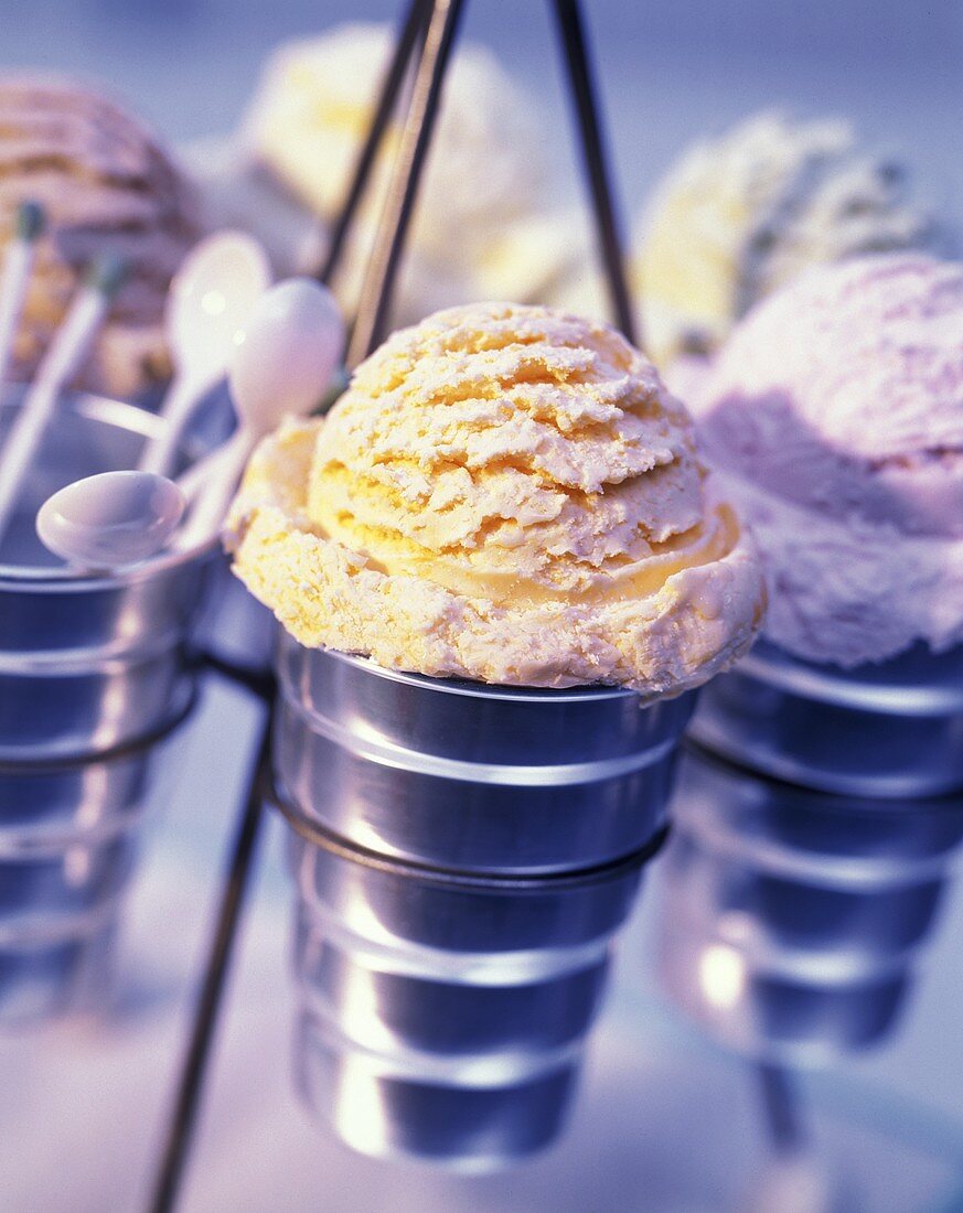 Assorted Ice Cream in an Ice Cream Holder