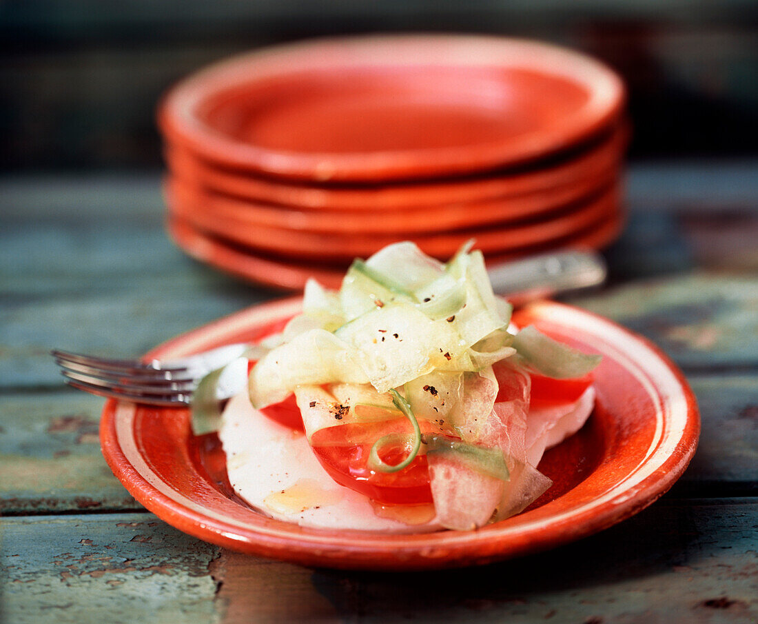 Cheese Tomato and Cucumber Salad