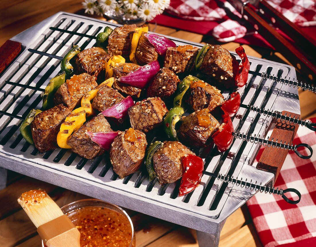 Beef and Vegetable Kabobs on the Grill