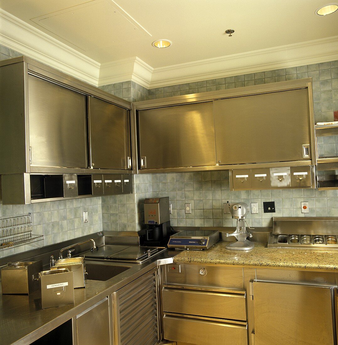 Restaurant Kitchen with Metal Cabinets