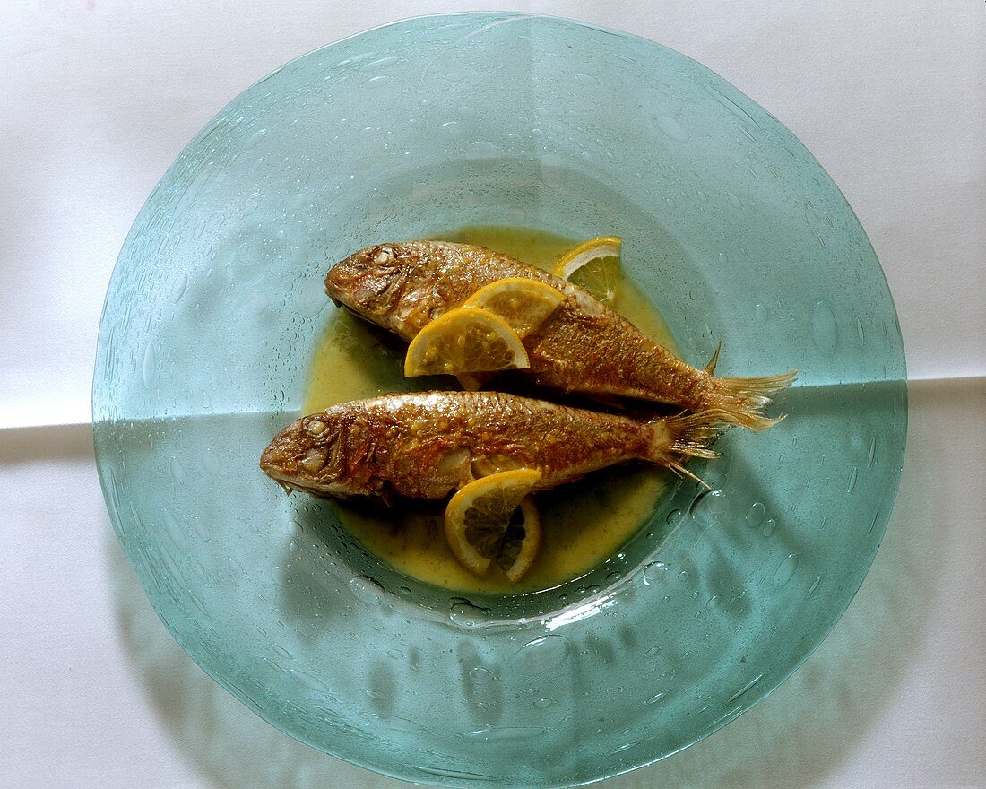 Triglie alla siciliana (red mullet with lemon, Italy)