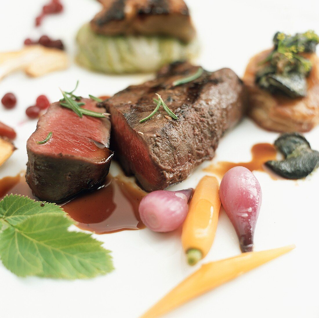 Grilled beef fillet with vegetables and rosemary