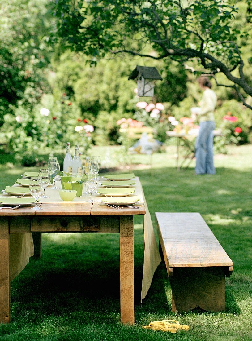 Laid table in summery garden