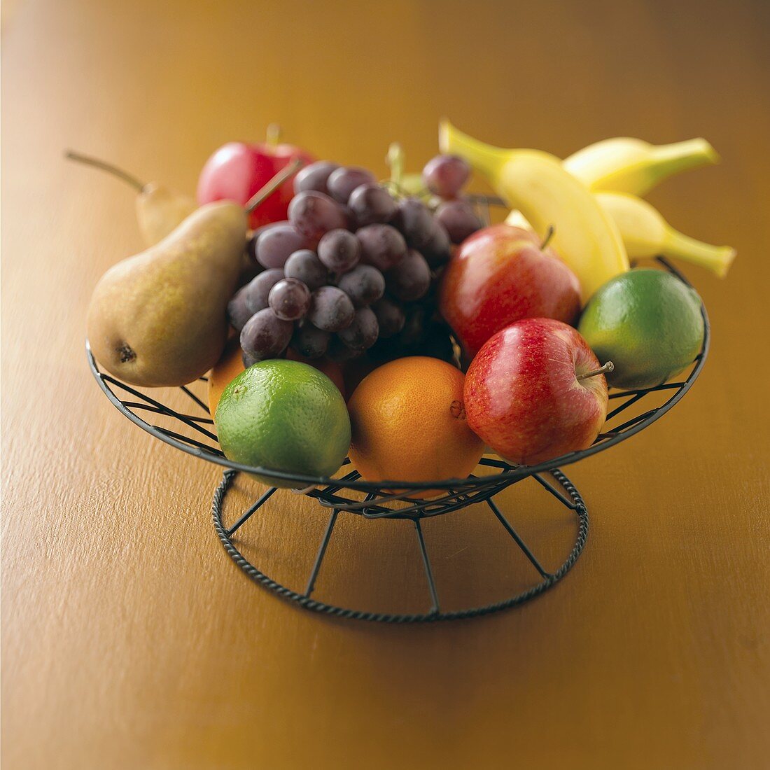 Fresh fruit in a wire basket