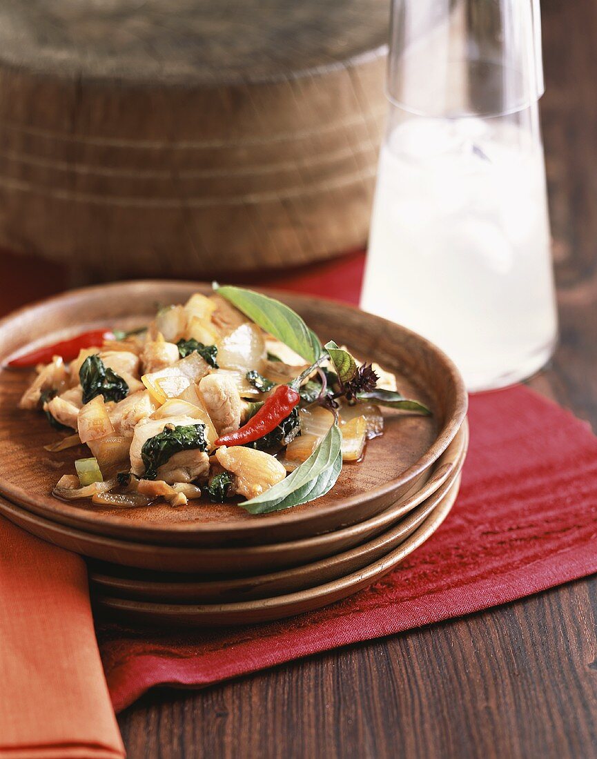 Chicken with Thai basil and chillies