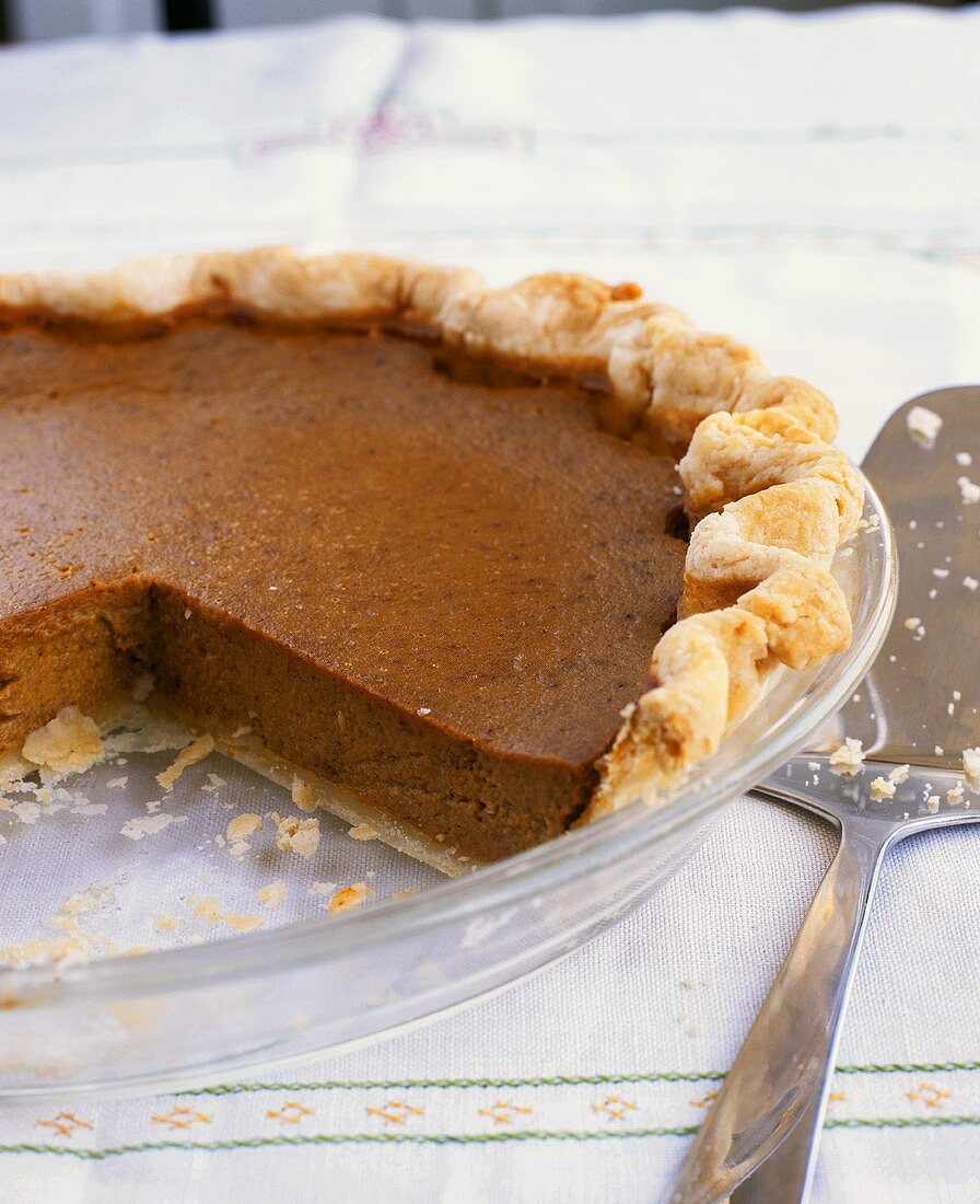 Pumpkin pie, a piece taken