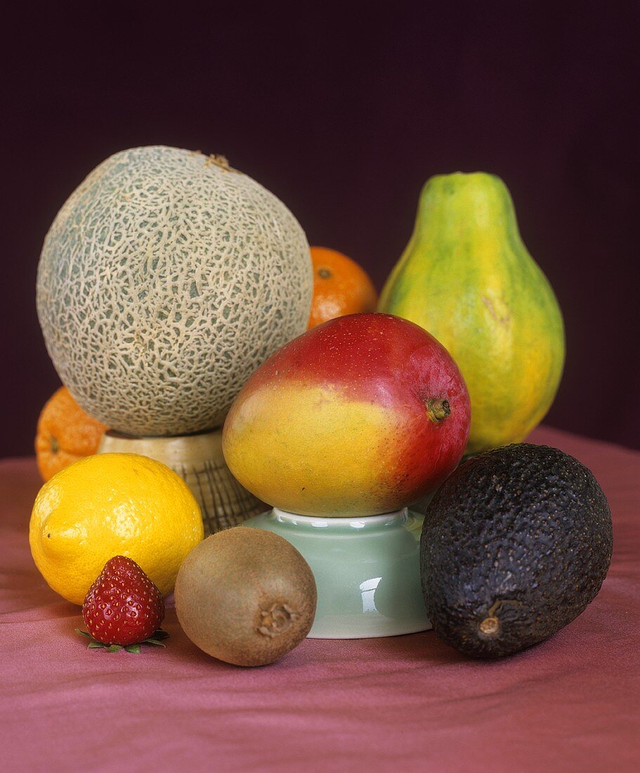 Still life with a selection of whole fruits