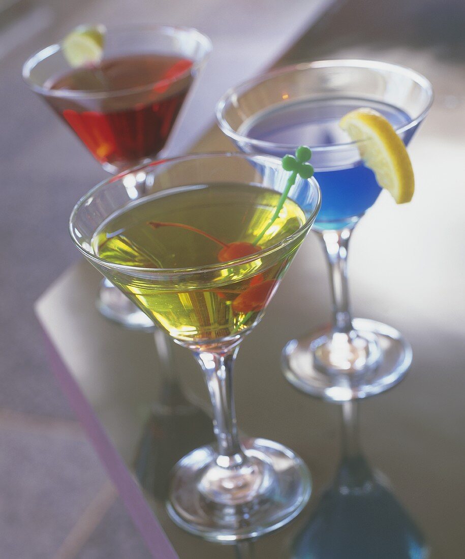 Colourful Martini cocktails