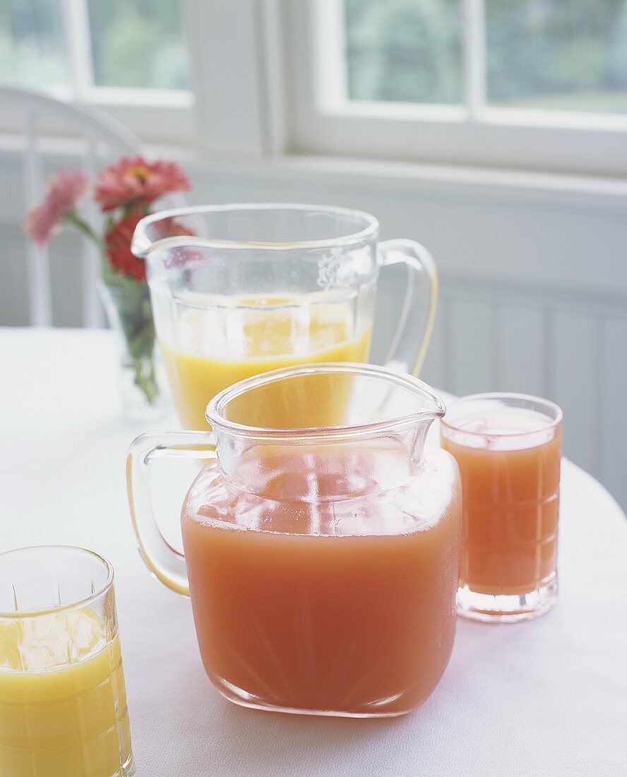 Orange juice and grapefruit juice