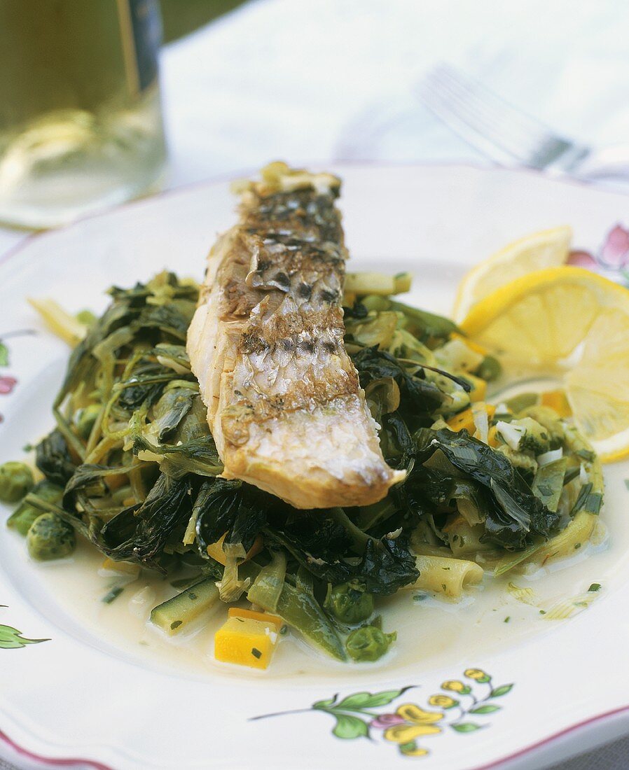 Halibut on spinach