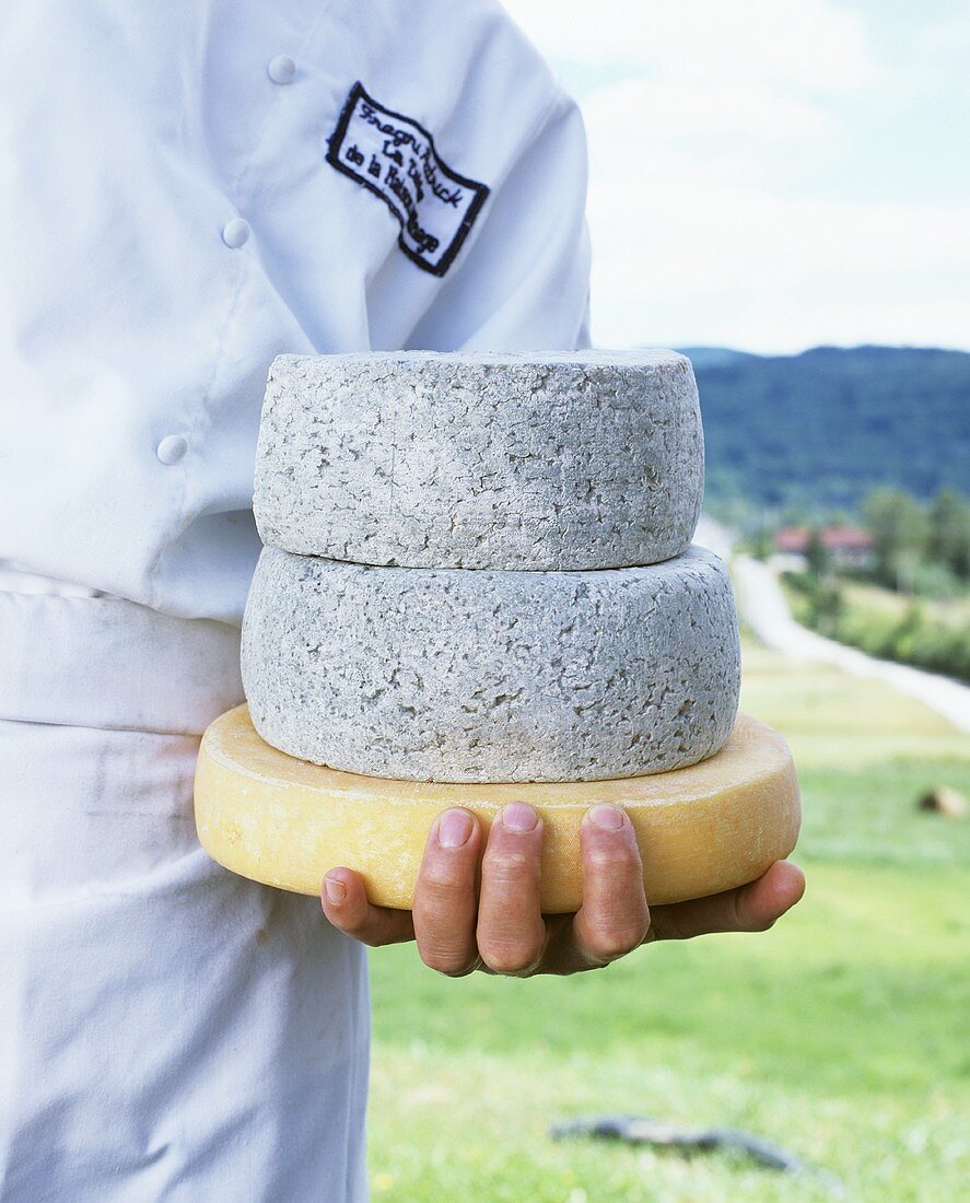 Chef with three cheeses (two of them blue cheese)