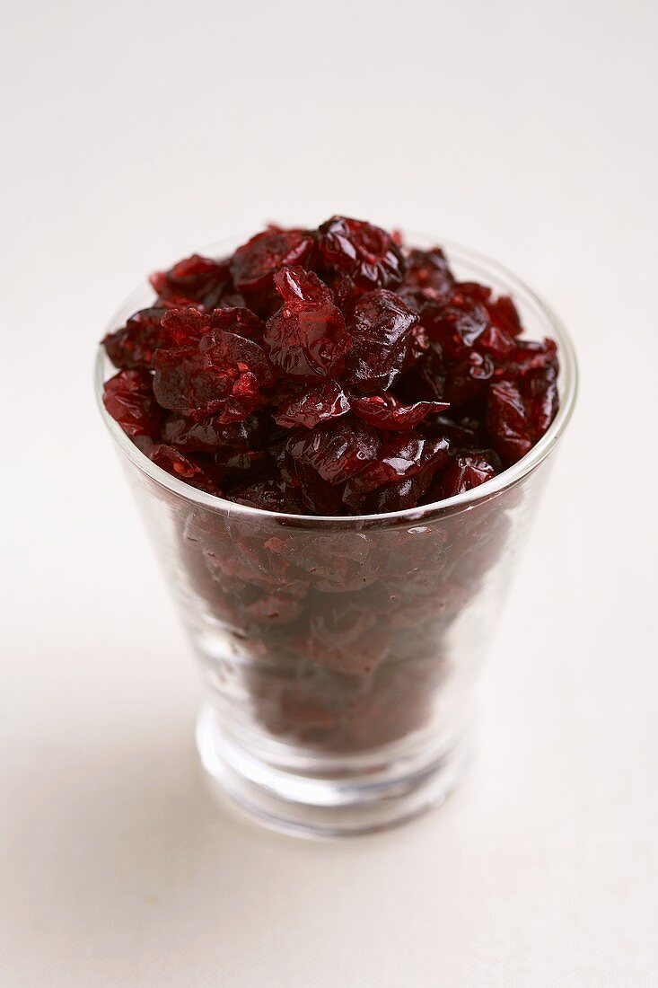 Glass Full of Dried Cranberries