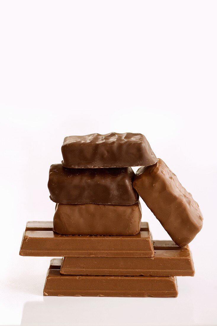 Bite-Sized Candy Bars Stacked