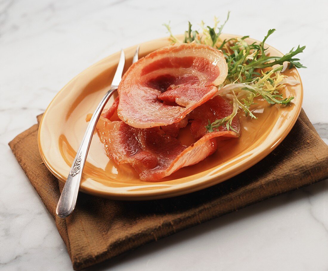 Pancetta on a Plate with Garnish