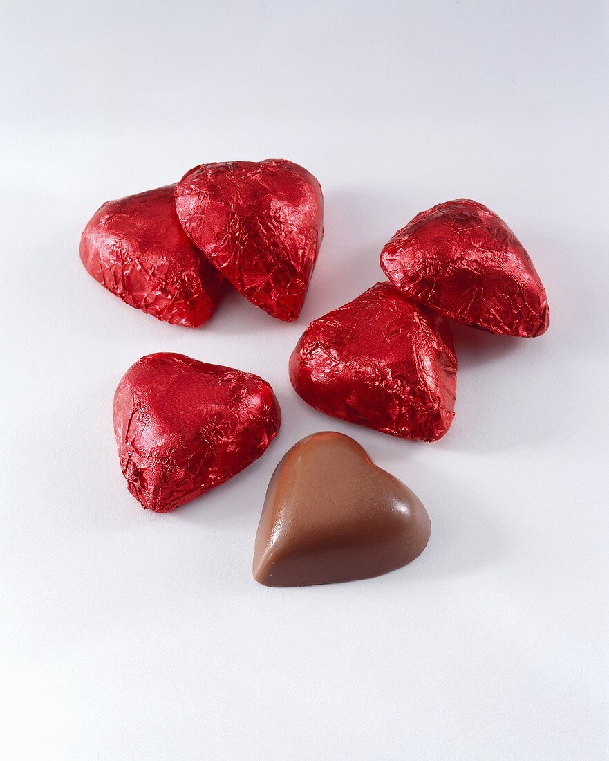 Heart Shaped Chocolates in Red Foil