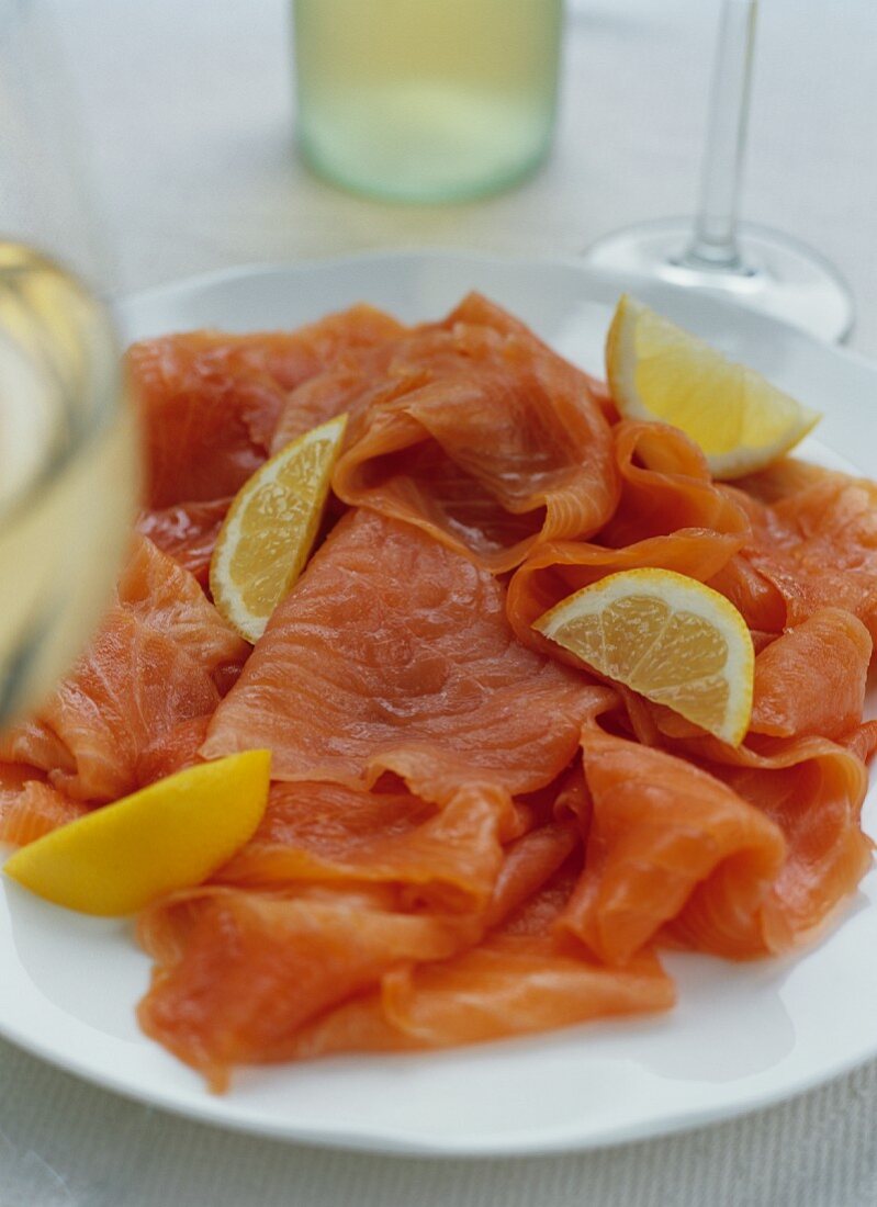 Smoked Salmon with Lemon Wedges