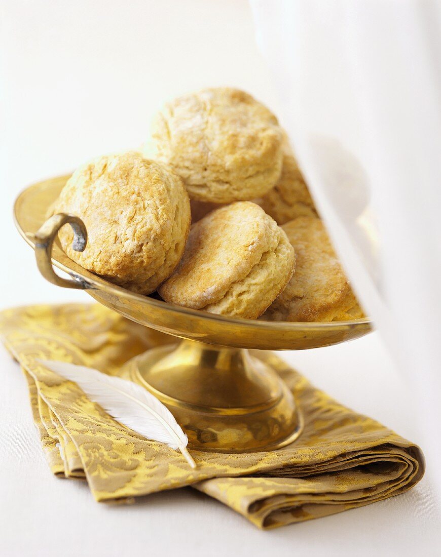 Several Biscuits in a Brass Dish