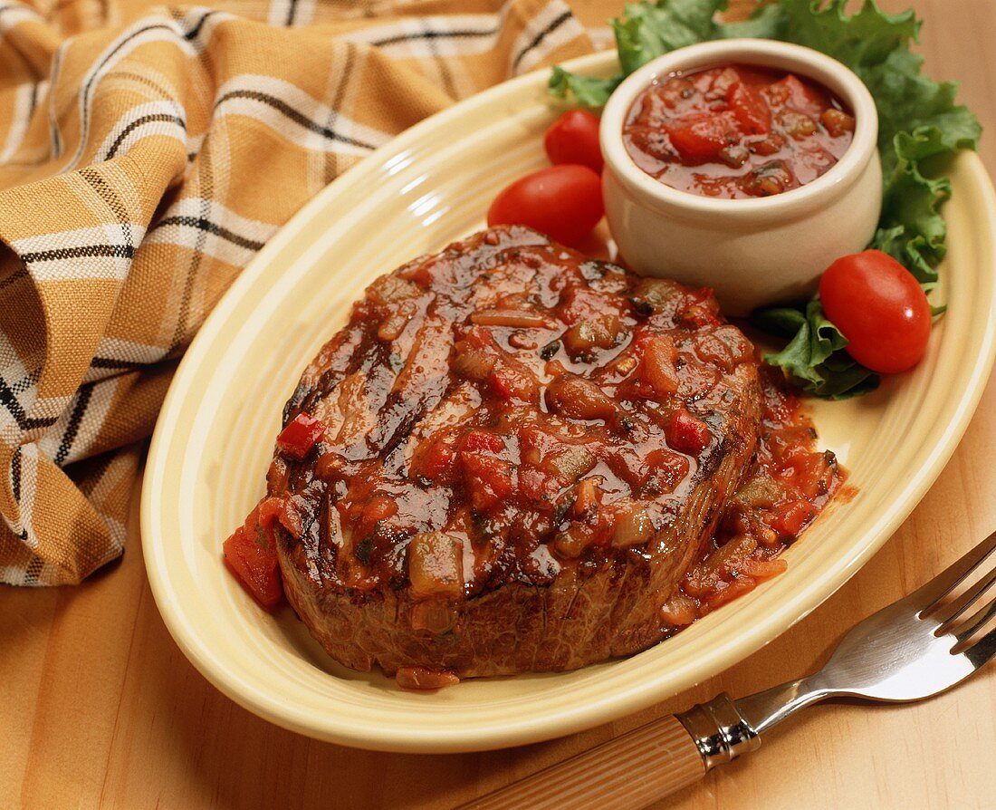 Grilled Filet Mignon Steak with Salsa