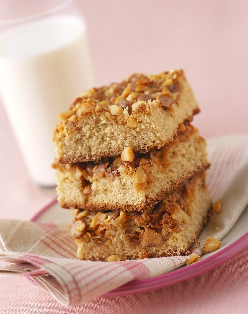Stacked Pieces of Coffee Nut Cake