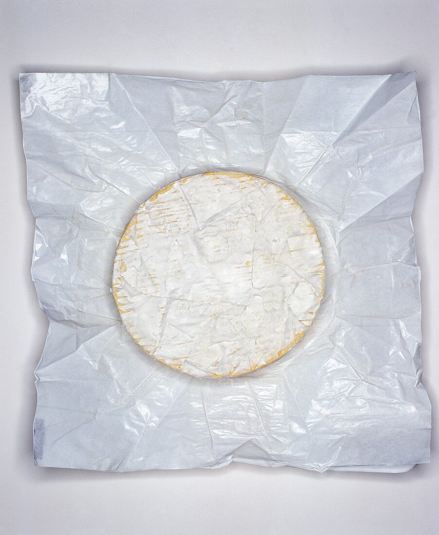 Brie auf Papier von oben