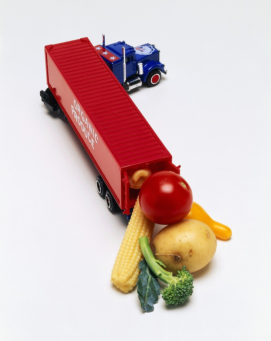 Spielzeug-Lastwagen mit Gemüse