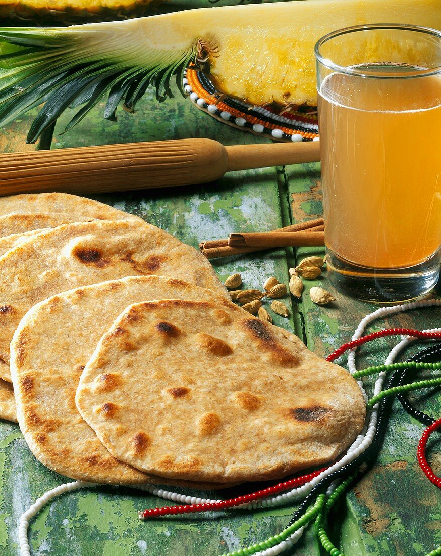 Chapati-Brot und Chai Tee (Indien)