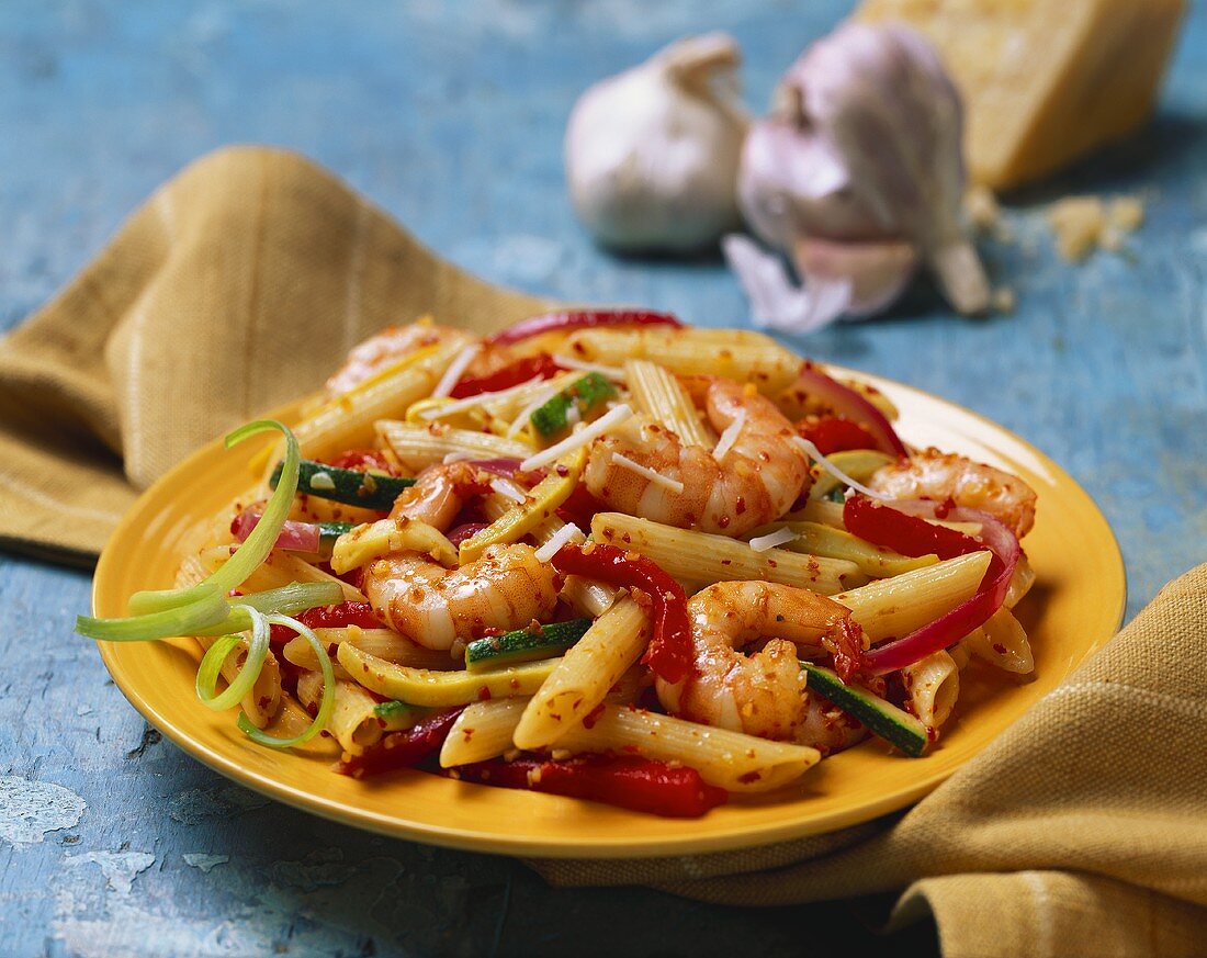 Shrimp with Penne and Red Peppers