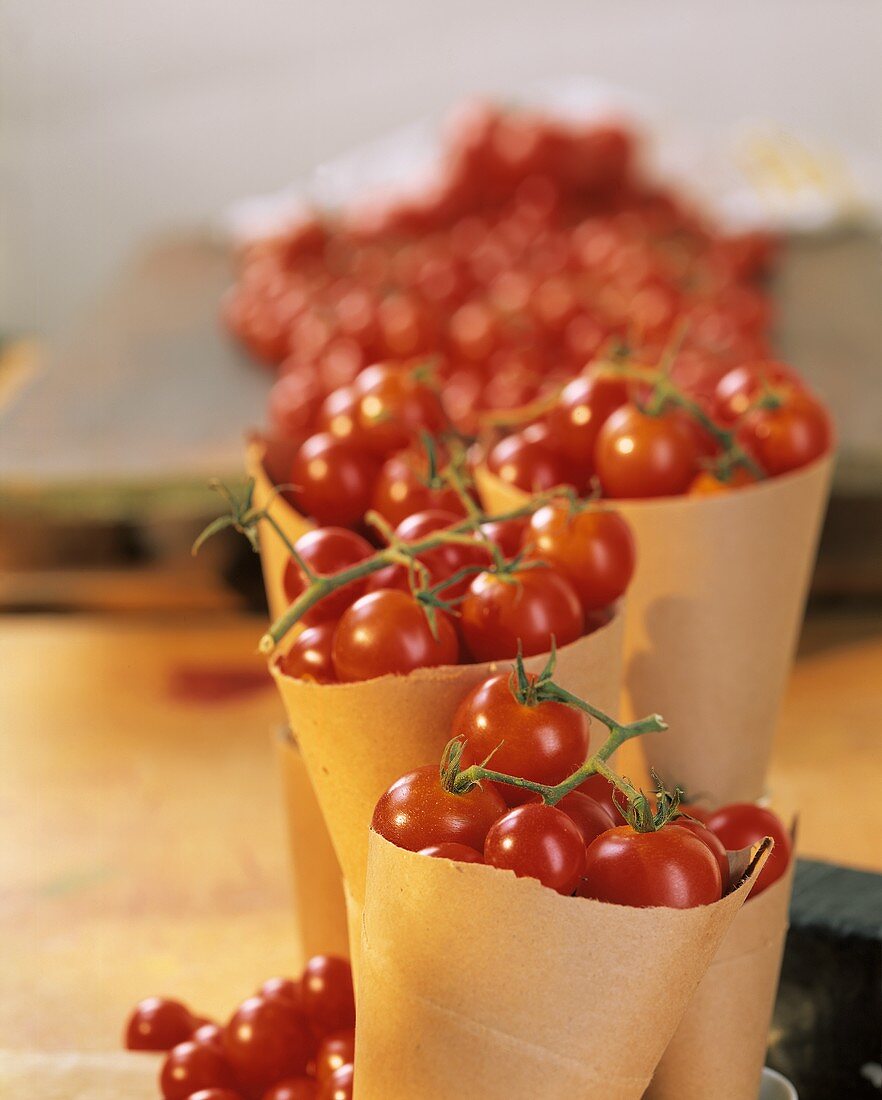Cherry Tomatoes in Paper Cones